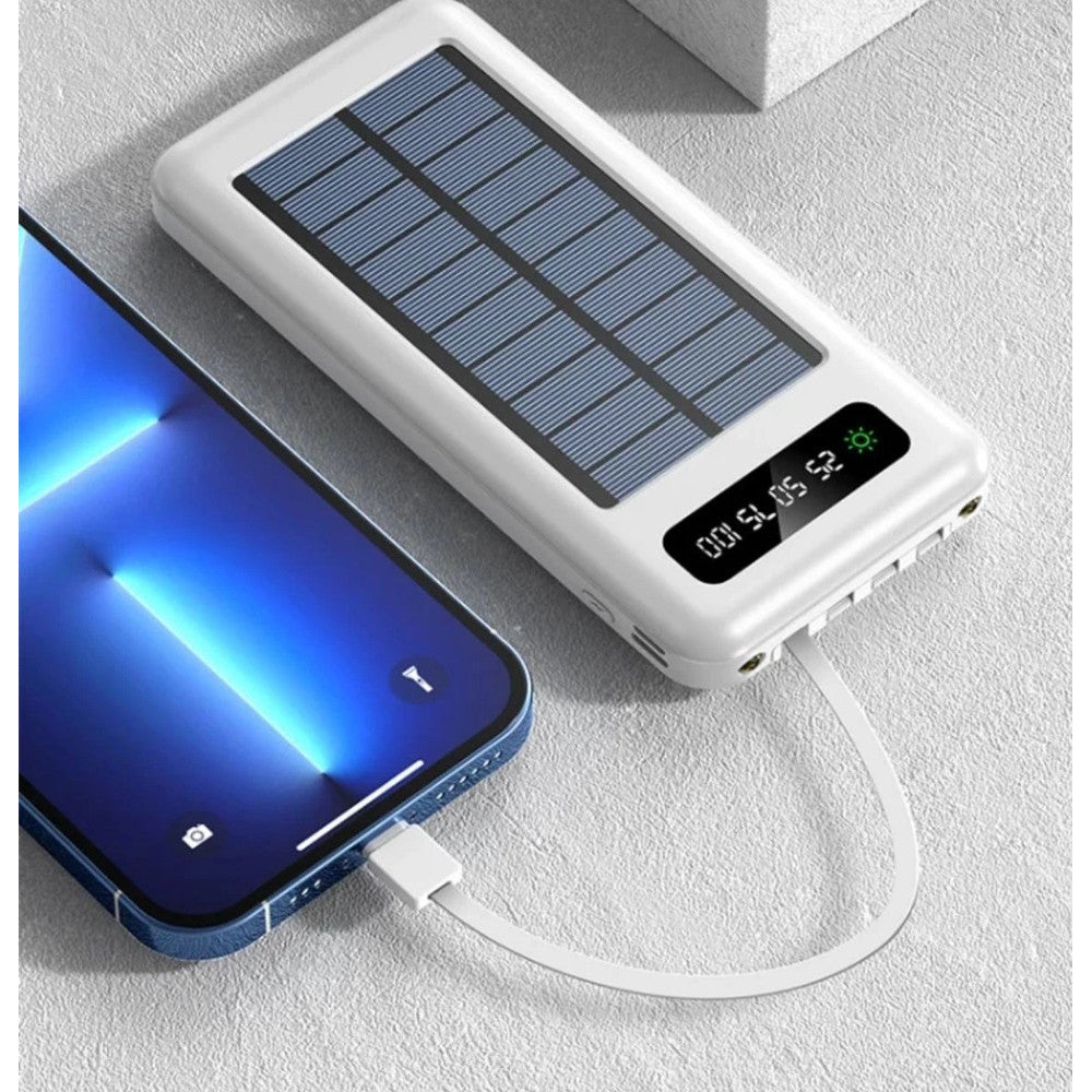 CARICABATTERIA POWER BANK SOLARE 20000MAH BATTERIA ESTERNA PORTATILE CON CAVI INTEGRATI