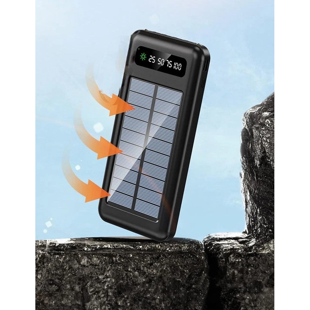 CARICABATTERIA POWER BANK SOLARE 20000MAH BATTERIA ESTERNA PORTATILE CON CAVI INTEGRATI