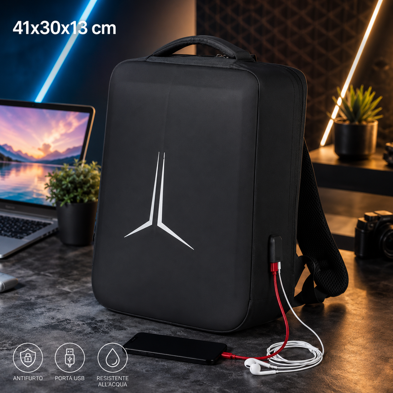 Zaino da Viaggio Business Porta PC 15,6" con USB e Fascia Trolley