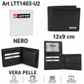 Portafoglio Uomo Vera Pelle Nero 12×9 cm con Porta Documenti