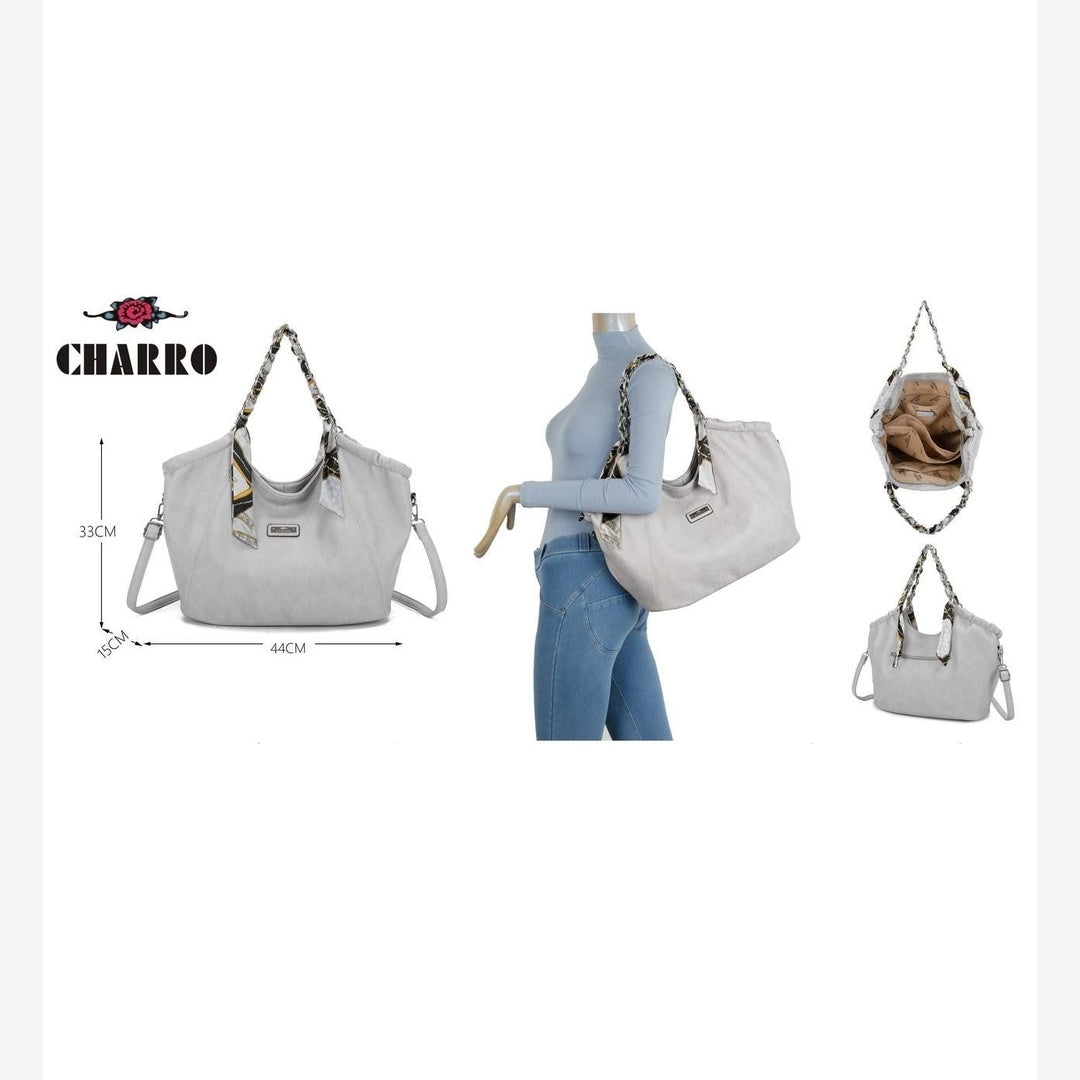 CHARRO Borsa Shopper Elegante Donna con Foulard Decorativo