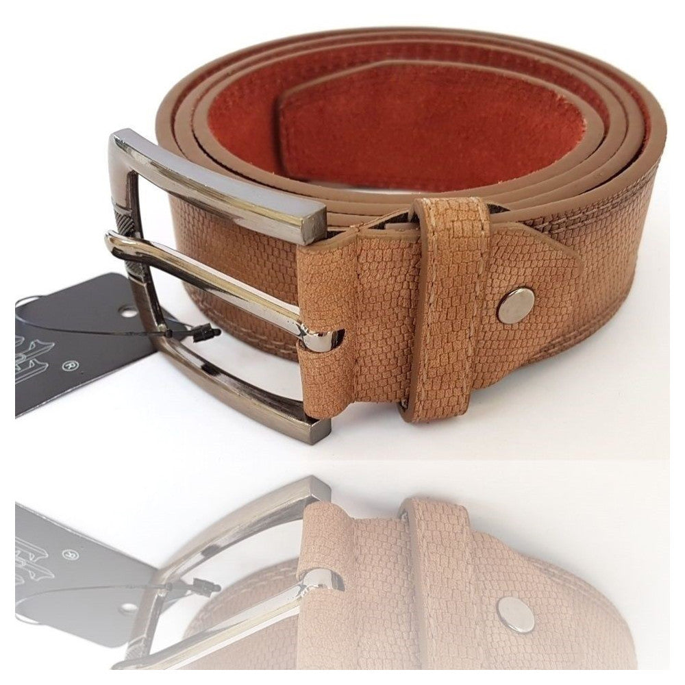 CINTURA UOMO PELLE MARRONE A-619 ELEGANTE GLAMOUR FASHION SERPENTE
