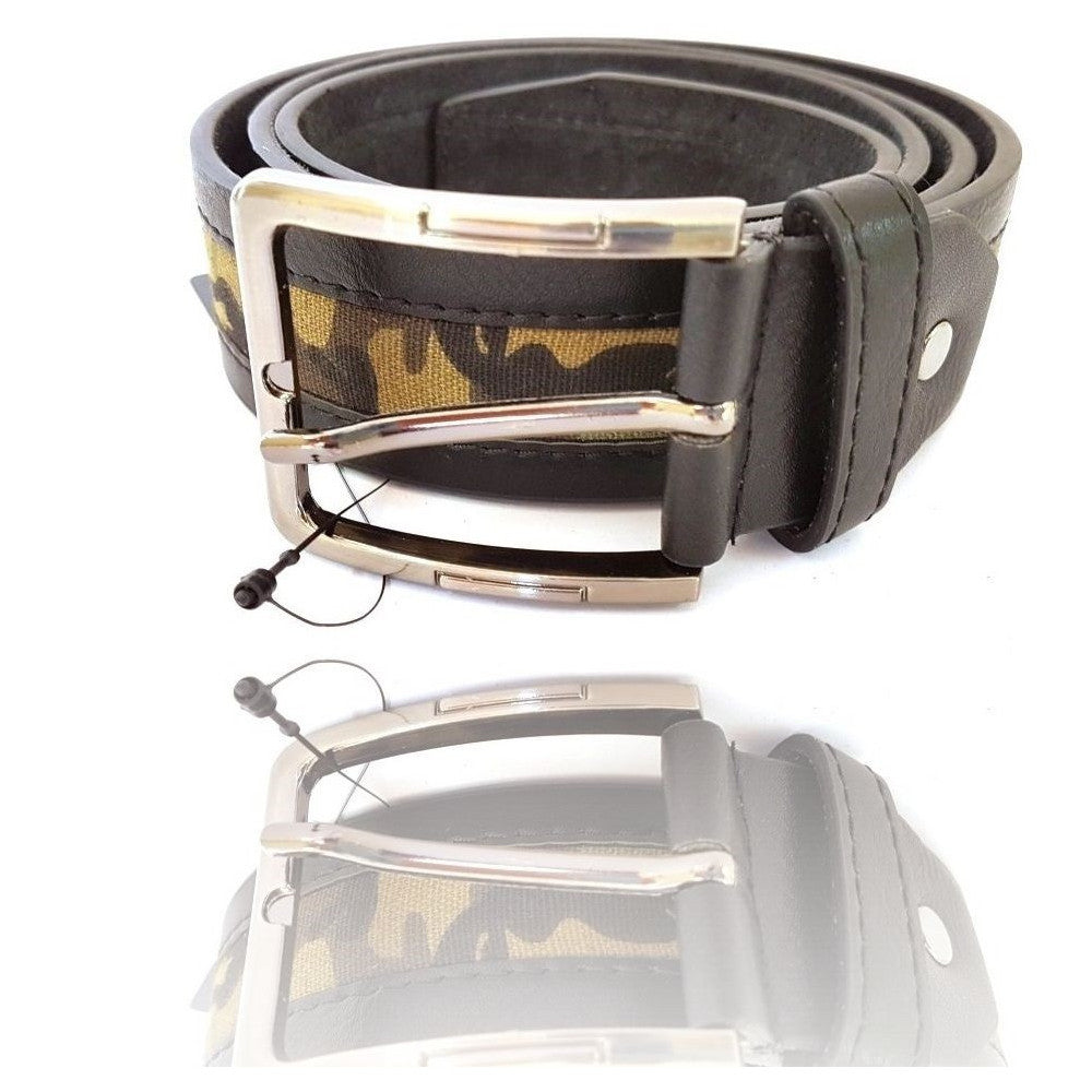 CINTURA UOMO PELLE NERO MILITARE A-777 ELEGANTE GLAMOUR FASHION