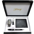 COFANETTO SET REGALO ELEGANTE PER UOMO OROLOGIO PORTAFOGLIO PENNA PORTACHIAVI