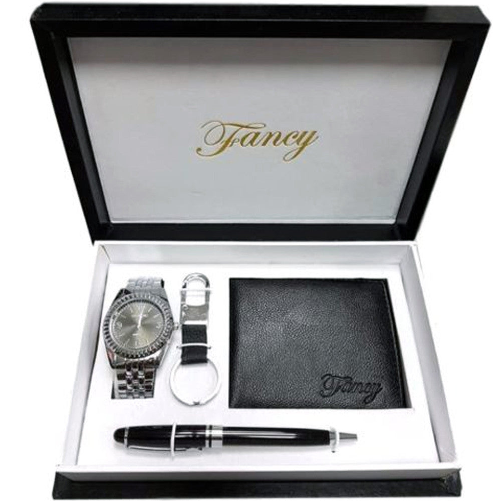 COFANETTO SET REGALO ELEGANTE PER UOMO OROLOGIO PORTAFOGLIO PENNA PORTACHIAVI