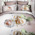 COMPLETO LETTO 3D LENZUOLA MATRIMONIALE SOTTO SOPRA COPRICUSCINI ROSE BIANCHE