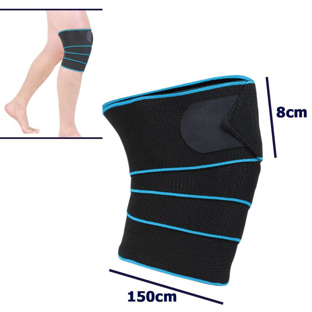 COPPIA SUPPORTO TUTORE BENDA PER GINOCCHIO FASCIA PER CORRIDORI 150X8CM BLU