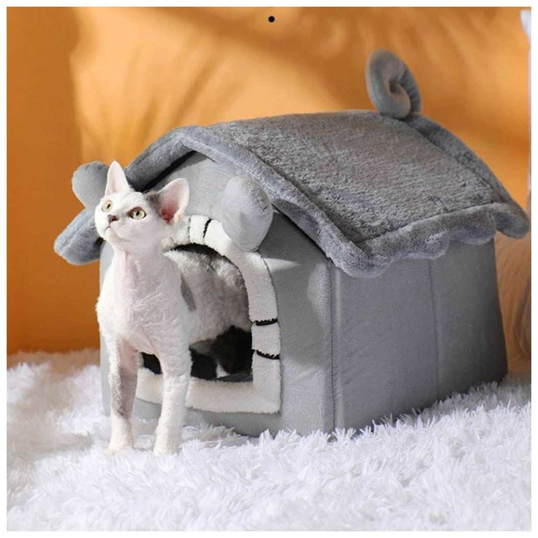 CUCCIA PER CANI E GATTI ANIMALI A FORMA DI CASETTA MORBIDA PELUCHE