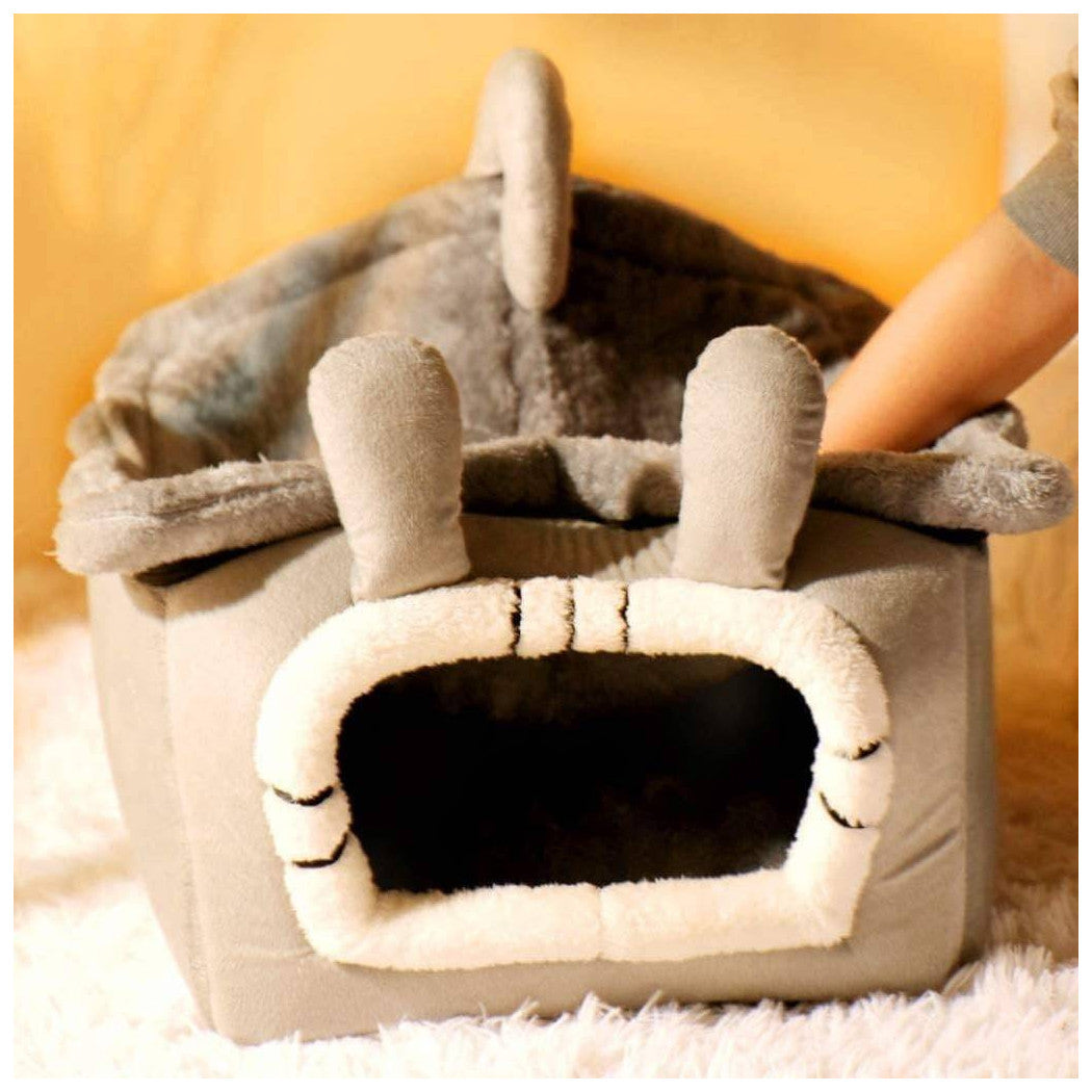 CUCCIA PER CANI E GATTI ANIMALI A FORMA DI CASETTA MORBIDA PELUCHE