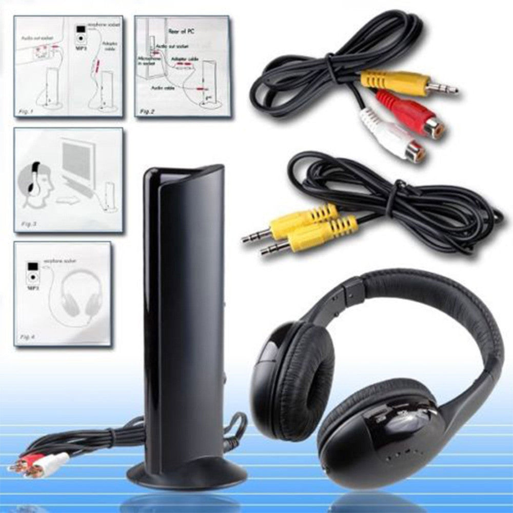 CUFFIA CUFFIE WIRELESS 5 IN 1 SENZA FILI WI-FI MICROFONO RADIO FM