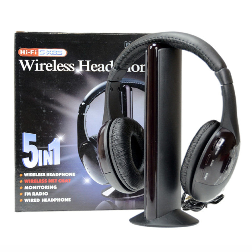 CUFFIA CUFFIE WIRELESS 5 IN 1 SENZA FILI WI-FI MICROFONO RADIO FM