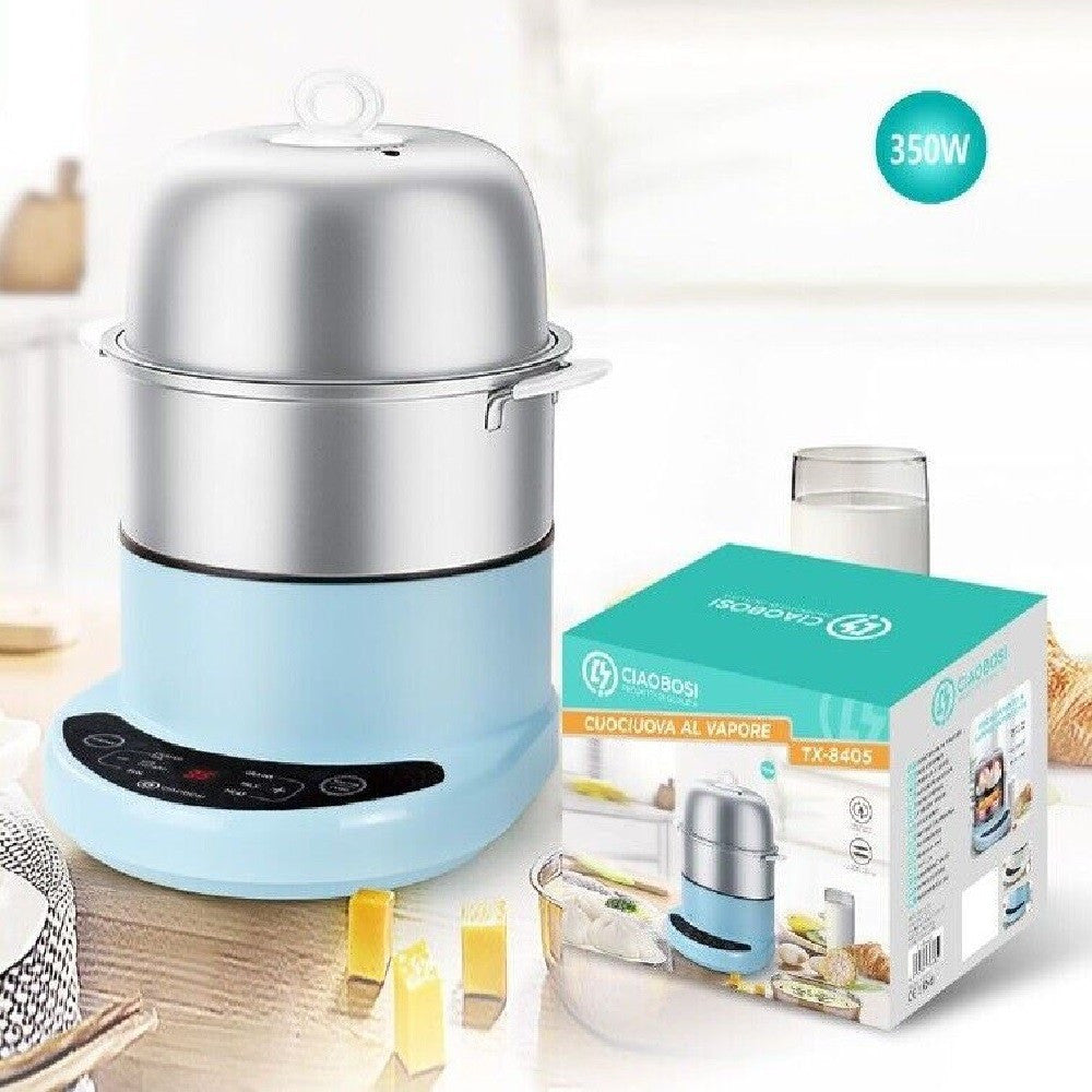 CUOCI UOVA AL VAPORE BOLLITORE ELETTRICO 350W FORNELLO CUOCIUOVA 12 UOVA TX-8405