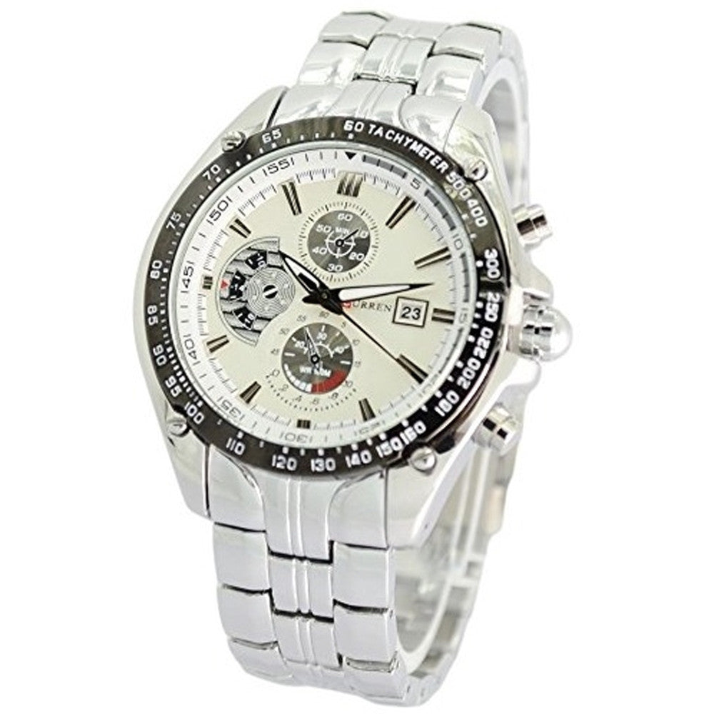CURREN M928W OROLOGIO DA POLSO UOMO CINTURINO IN ACCIAIO INOX COLORE ARGENTO