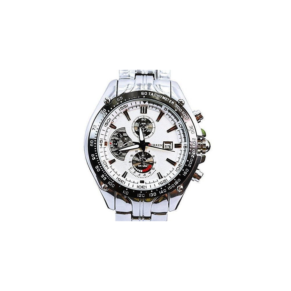 CURREN M928W OROLOGIO DA POLSO UOMO CINTURINO IN ACCIAIO INOX COLORE ARGENTO