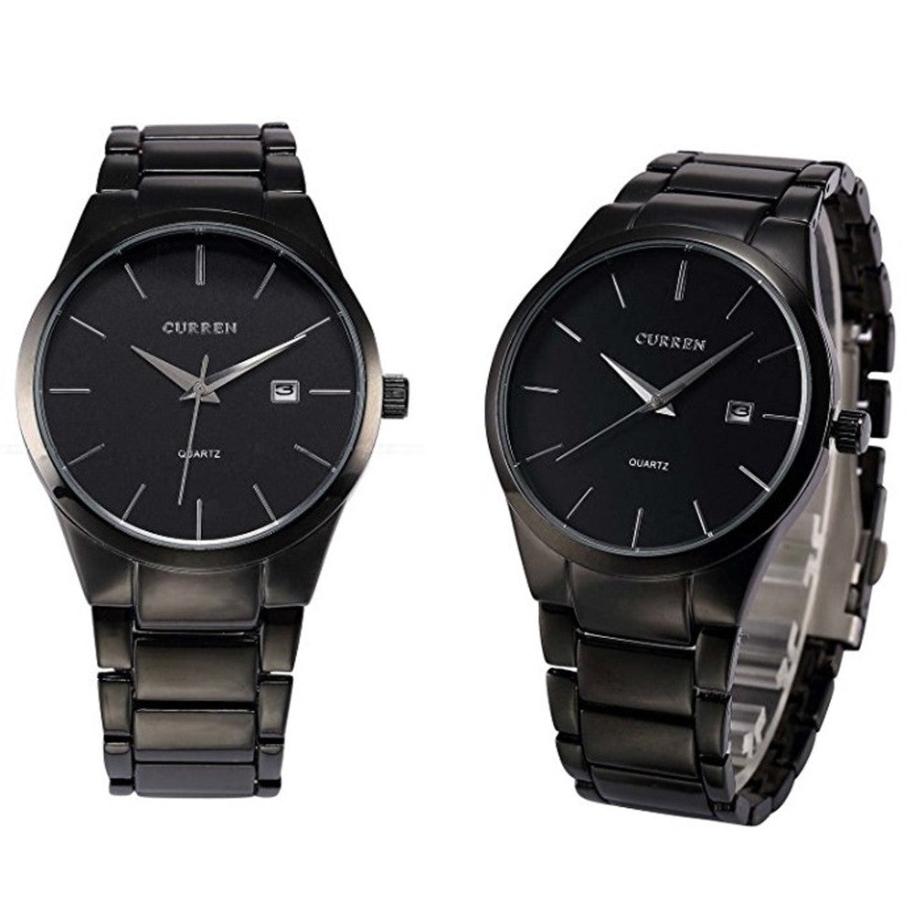 CURREN OROLOGIO DA POLSO UOMO ACCIAIO INOX ANALOGICO QUARZO QUADRANTE NERO