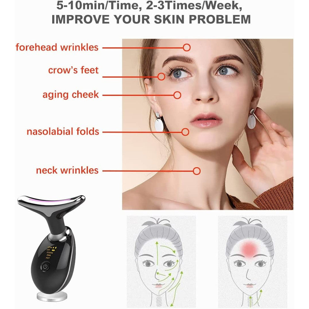 DISPOSITIVO MASSAGGIATORE DI BELLEZZA ANTIETÀ PER COLLO VISO RICARICABILE Q-MJ10