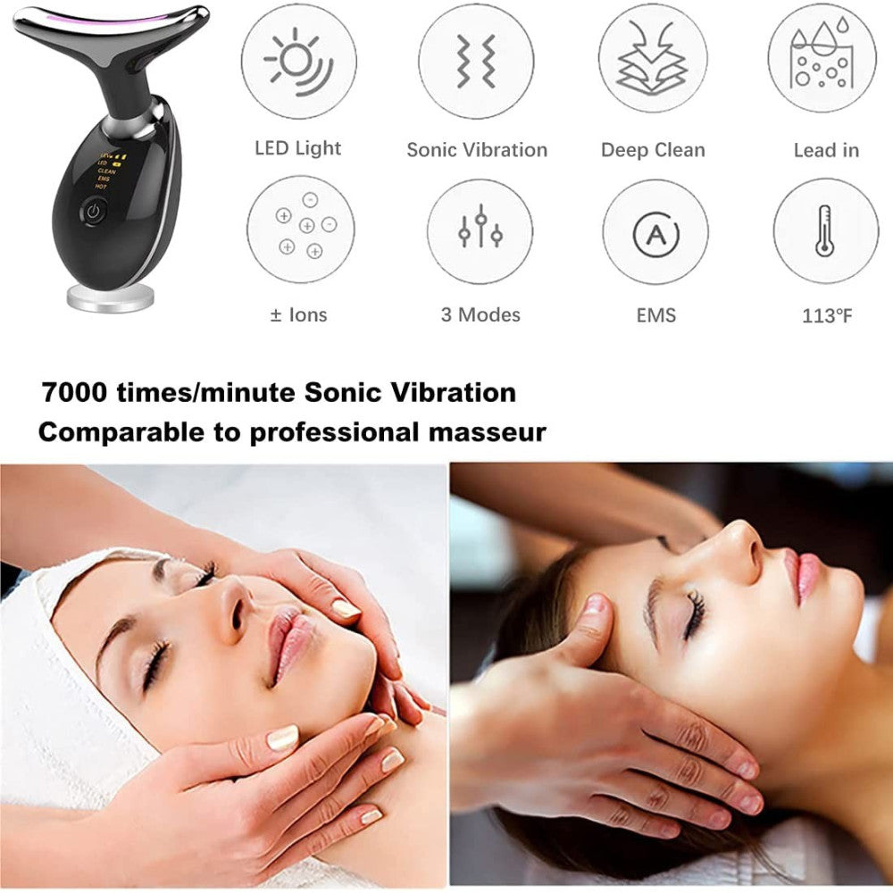 DISPOSITIVO MASSAGGIATORE DI BELLEZZA ANTIETÀ PER COLLO VISO RICARICABILE Q-MJ10
