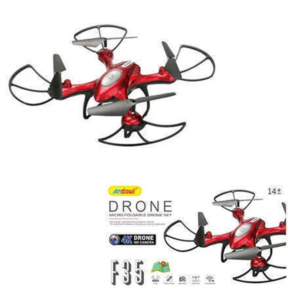 DRONE F35 CON TELECAMERA 4K HD QUADRICOTTERO RC PIEGHEVOLE CONTROLLER A BATTERIA 600MAH