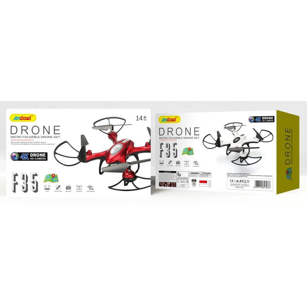 DRONE F35 CON TELECAMERA 4K HD QUADRICOTTERO RC PIEGHEVOLE CONTROLLER A BATTERIA 600MAH