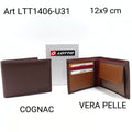 Portafoglio Uomo Vera Pelle Cognac 12×9 cm