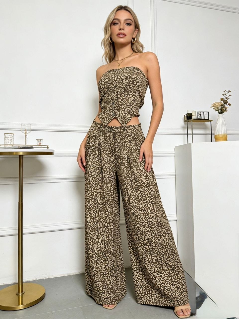 Completo donna  con top e pantalone palazzo
