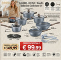 Set Pentole Induzione 15 Pezzi Bavaria Cucina Woodix – Antiaderente Effetto Pietra
