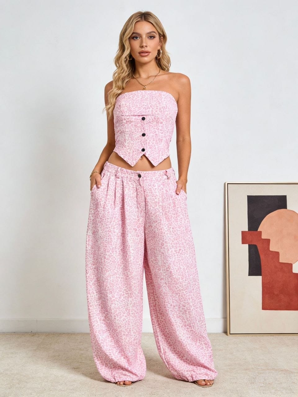Completo donna  con top e pantalone palazzo