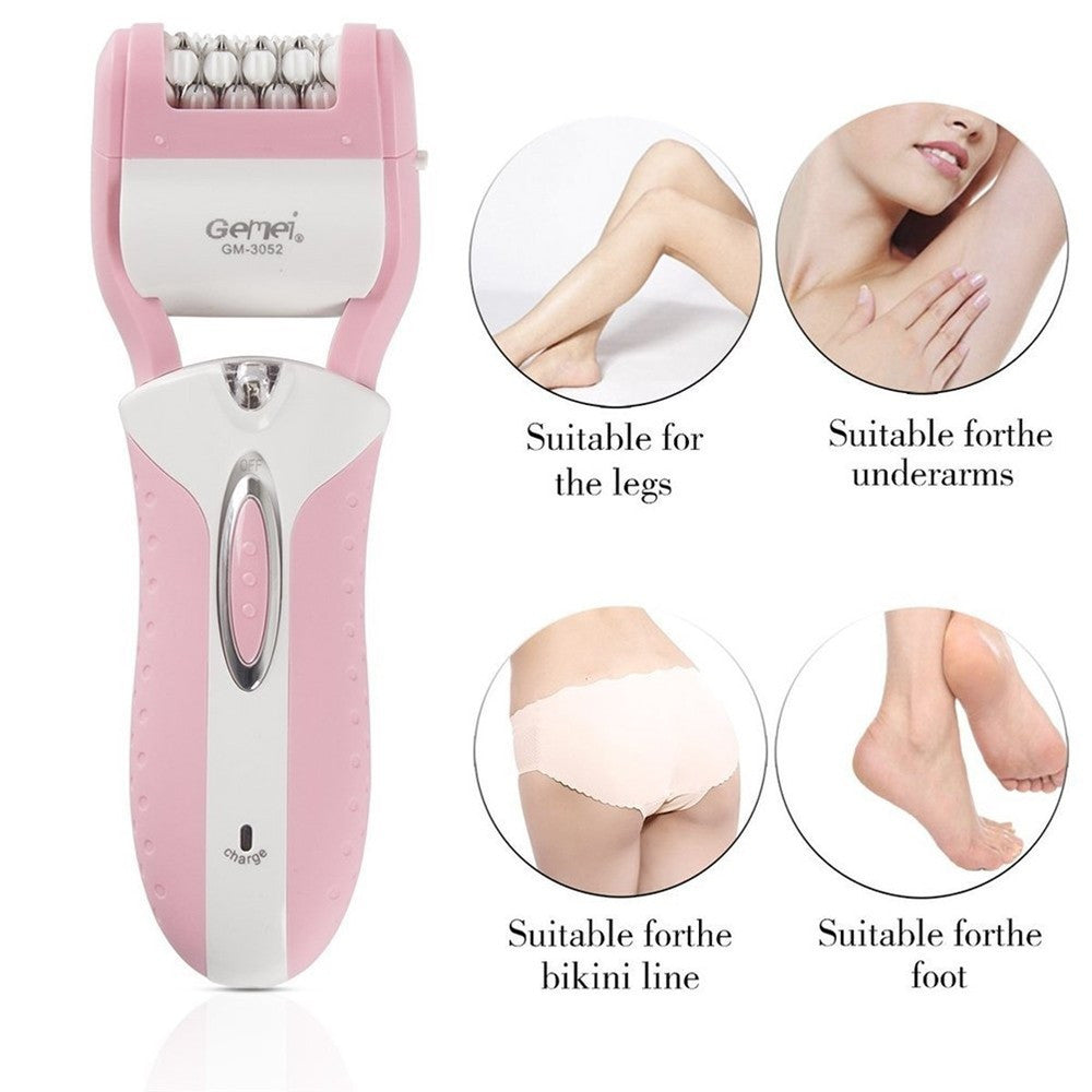 EPILATORE RASOIO ELETTRICO RICARICABILE 3IN1 DONNA CORPO PEDICURE LIMA GM-3052