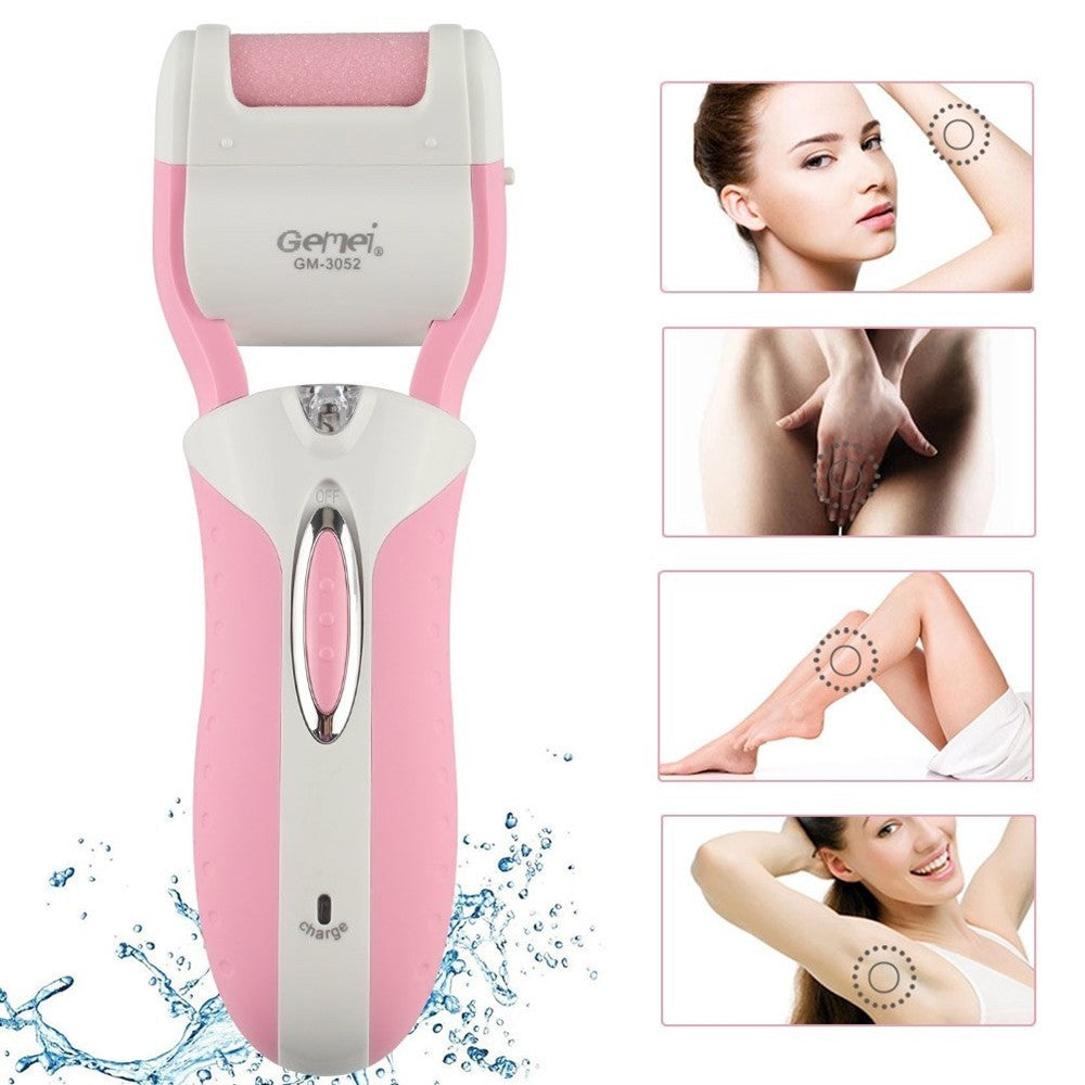 EPILATORE RASOIO ELETTRICO RICARICABILE 3IN1 DONNA CORPO PEDICURE LIMA GM-3052