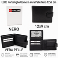 Lotto Portafoglio Uomo in Vera Pelle Nero 12x9 cm