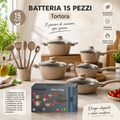 Batteria di Pentole 15 Pezzi Tortora