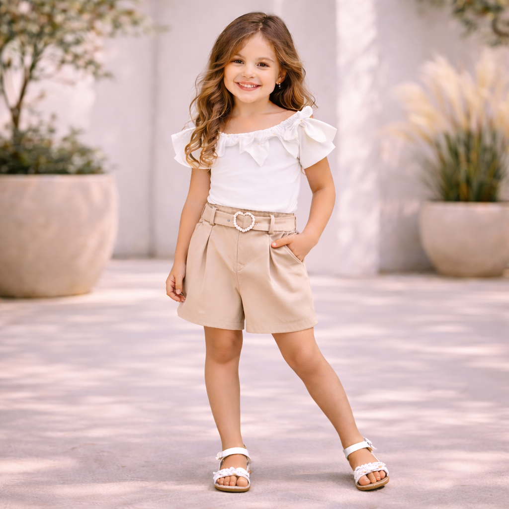 Completo Bambina – Shorts con Cintura Cuore