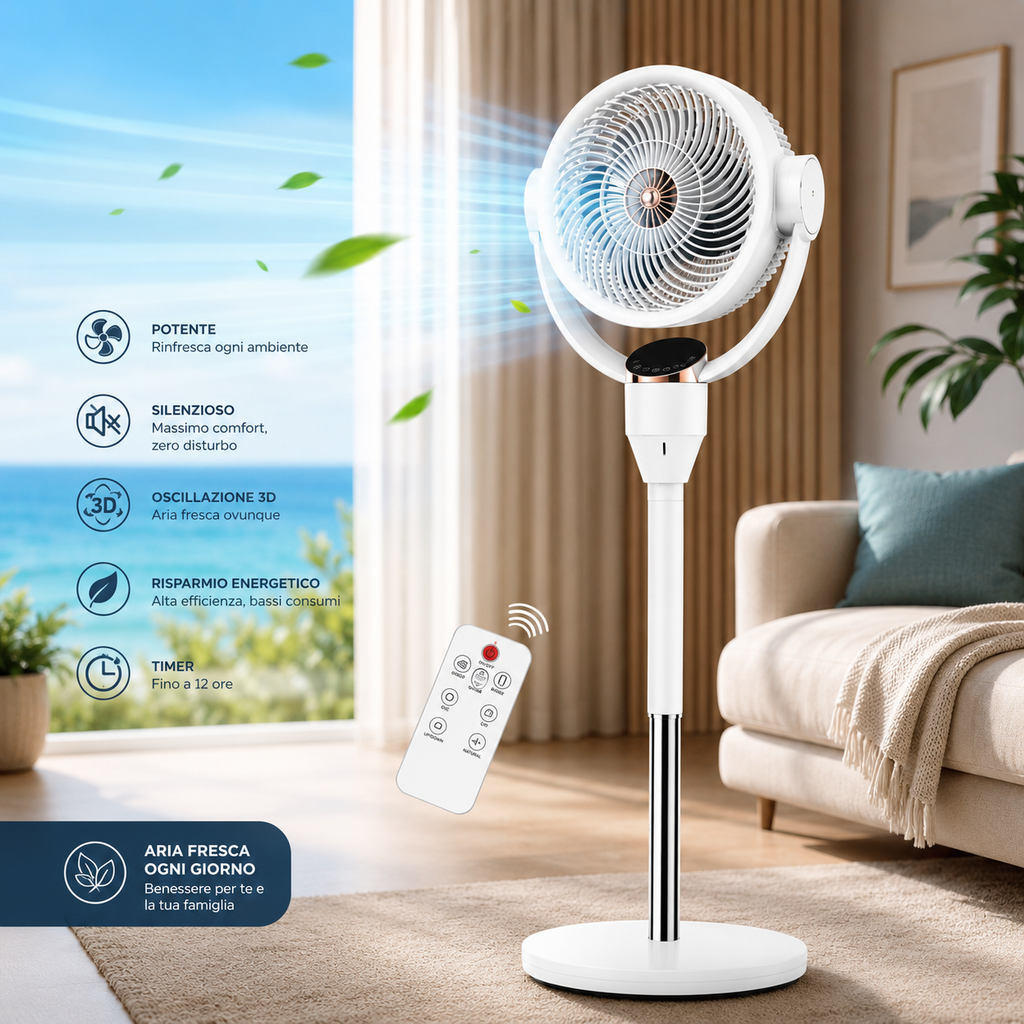 Ventilatore Smart 3D Silenzioso con Telecomando