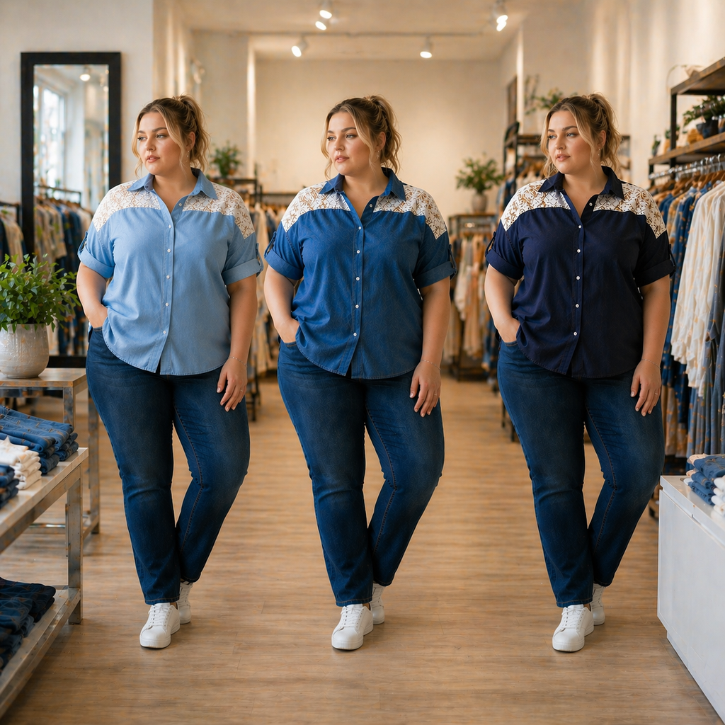 Camicia Denim con Pizzo