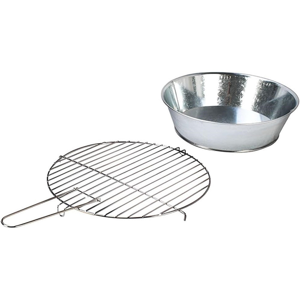 FORNACELLA A CARBONE TONDA BARBECUE PORTATILE RIPIANO GRIGLIA ACCIAIO CUOCI CARNE PESCE
