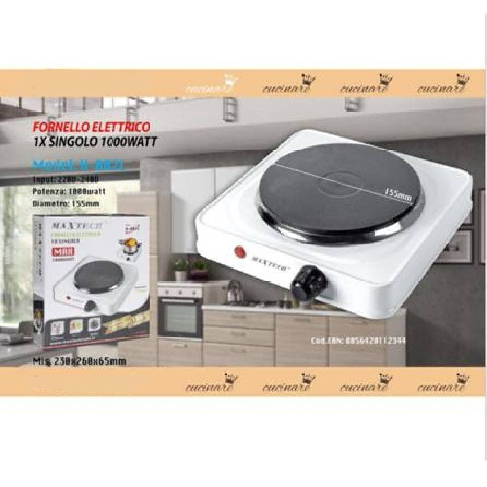 FORNELLO ELETTRONICO 1000 W TEMPERATURA REGOLABILE PIASTRA 15 CM MAXTECH H-002L