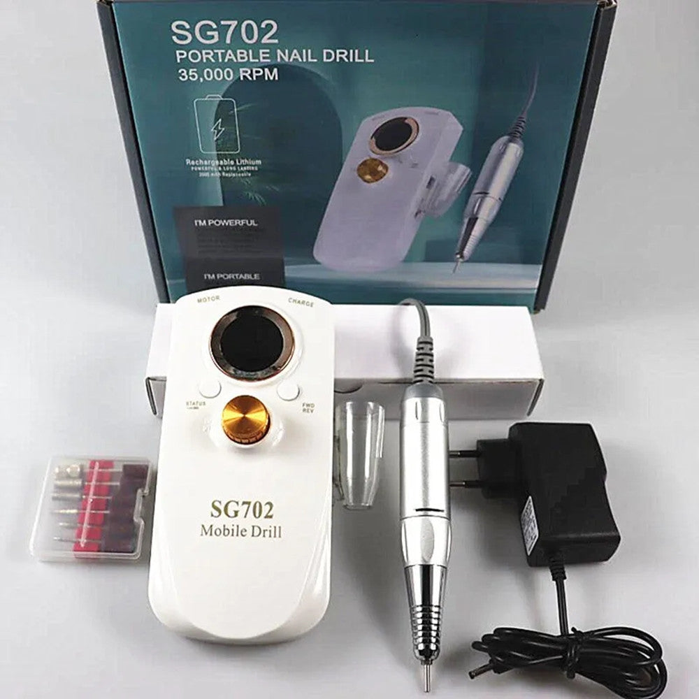 FRESA PER UNGHIE PORTATILE RICARICABILE 35000 RPM STRUMENTI NAIL ART MANICURE SET PUNTE