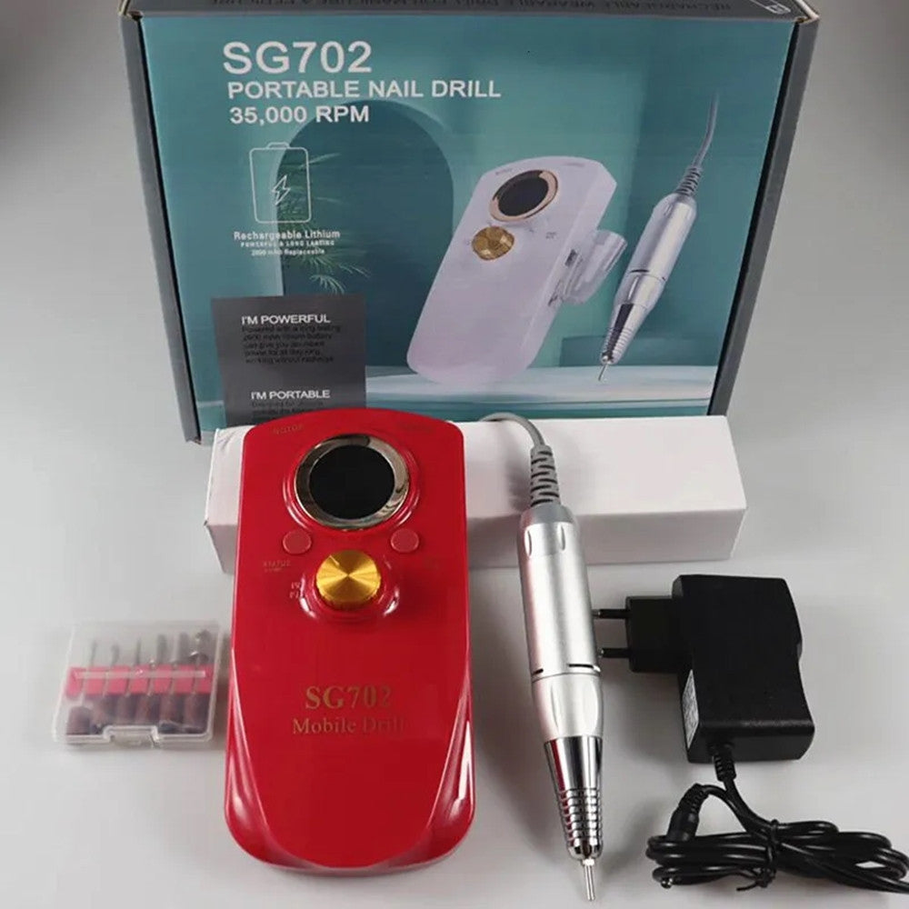 FRESA PER UNGHIE PORTATILE RICARICABILE 35000 RPM STRUMENTI NAIL ART MANICURE SET PUNTE
