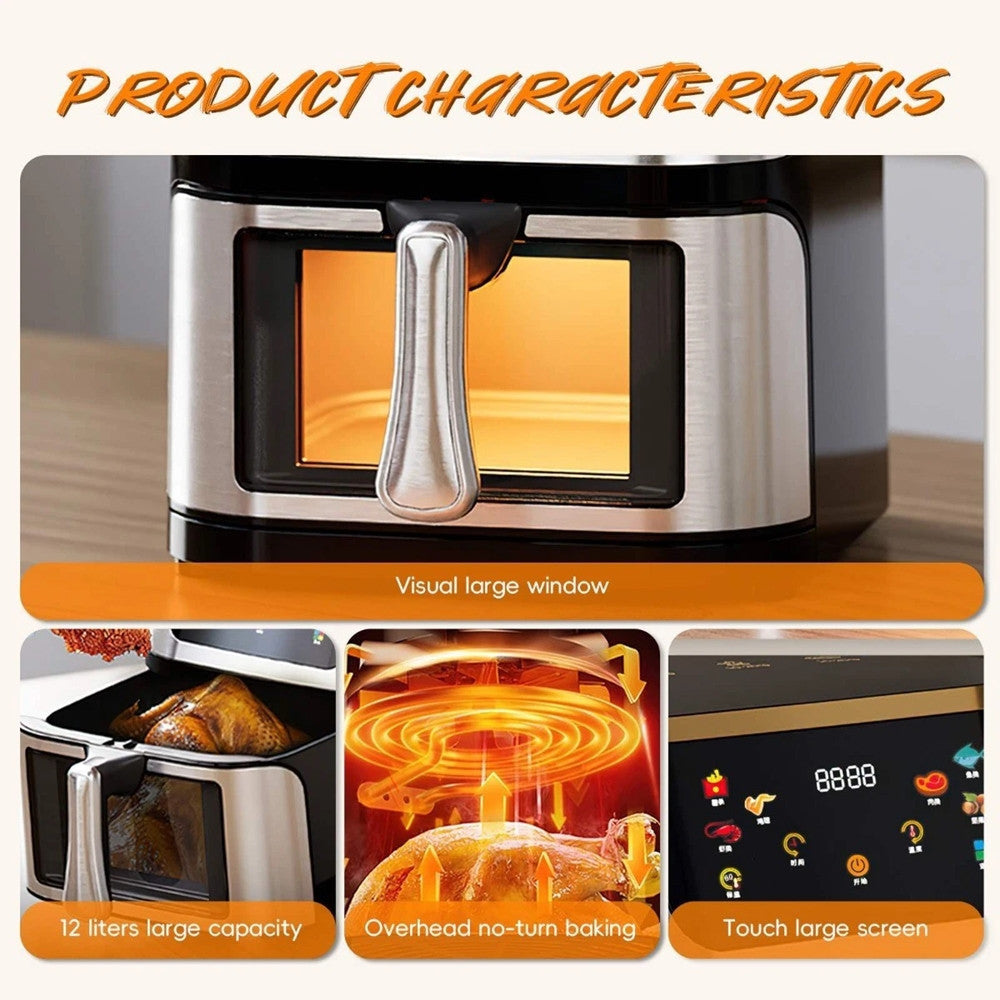 FRIGGITRICE AD ARIA 15LT TOUCH LED 8 PROGRAMMI FINESTRA VISIBILE SENZA OLIO + 50PZ CARTA
