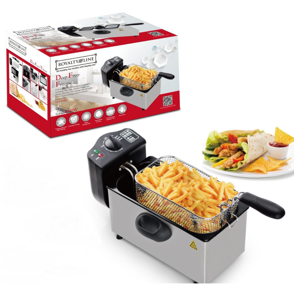 FRIGGITRICE ELETTRICA PROFESSIONALE ACCIAIO INOX 3 LITRI 2000W ROYALTY LINE