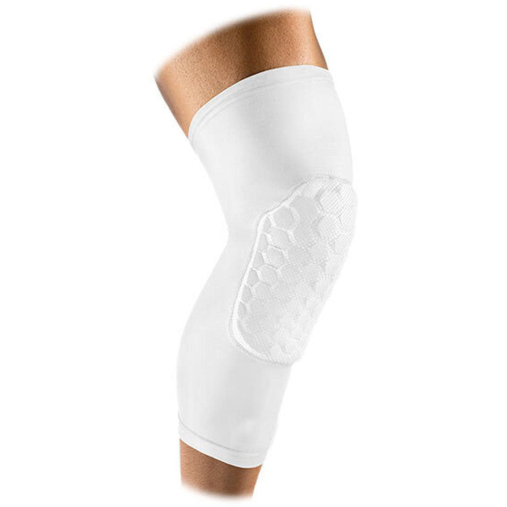 GINOCCHIERA ELASTICA CON PROTEZIONE HEX 9MM PARACOLPI SPORT COMPRESSIONE BIANCO