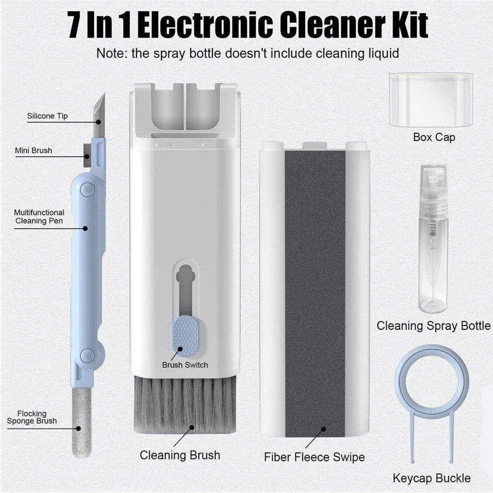 KIT PULIZIA MULTIFUNZIONE 7IN1 PER TASTIERE APPARECCHI ELETTRONICI PC NOTEBOOK