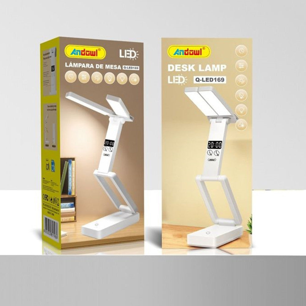 LAMPADA DA SCRIVANIA A LED RICARICABILE USB PIEGHEVOLE PORTATILE CON DISPLAY Q-LED169