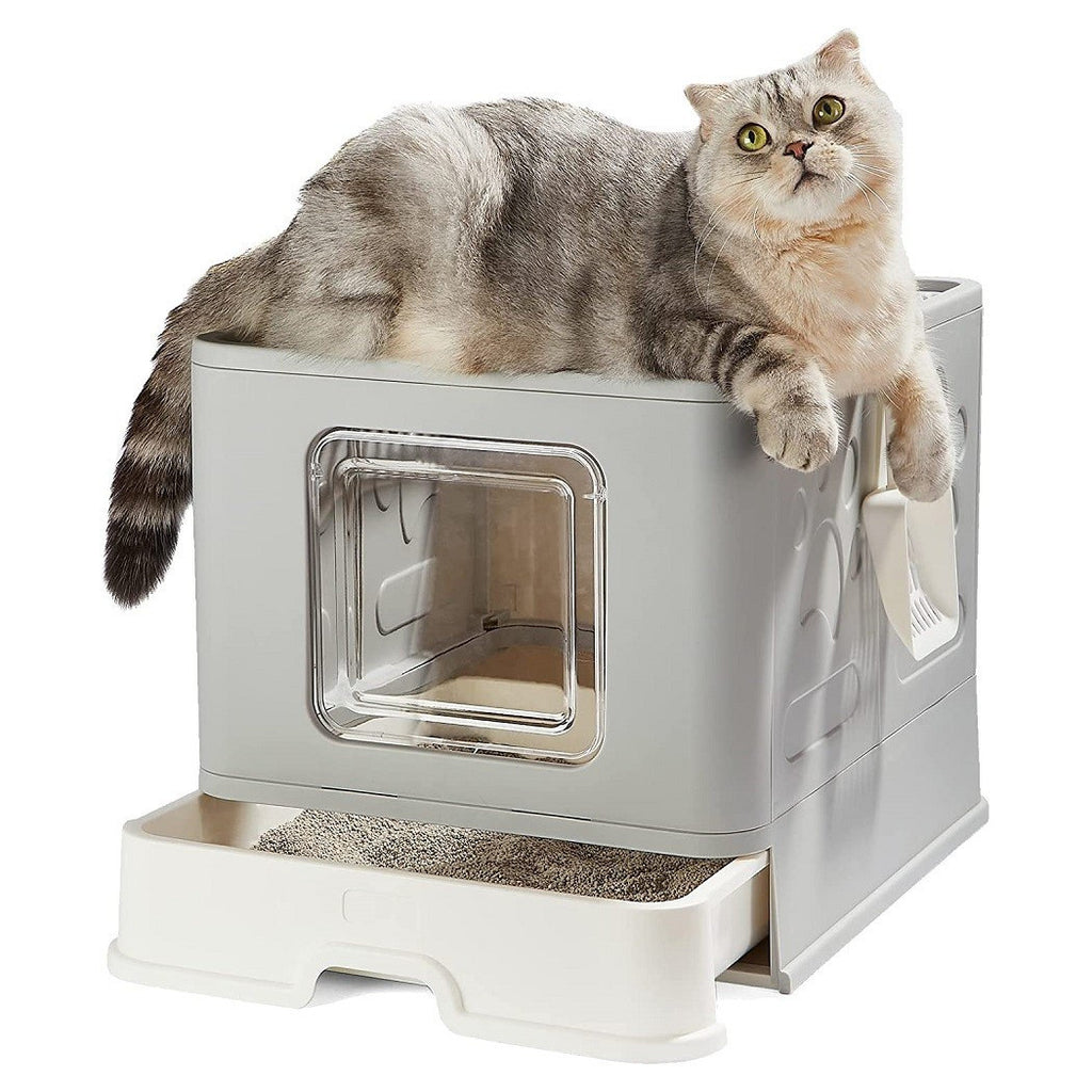 LETTIERA PER GATTI CON INGRESSO DALL'ALTO COPERCHIO TOILETTE PALETTA IN PLASTICA