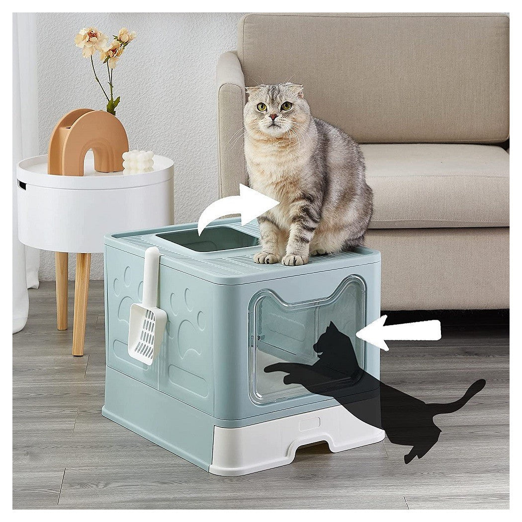 LETTIERA PER GATTI CON INGRESSO DALL'ALTO COPERCHIO TOILETTE PALETTA IN PLASTICA