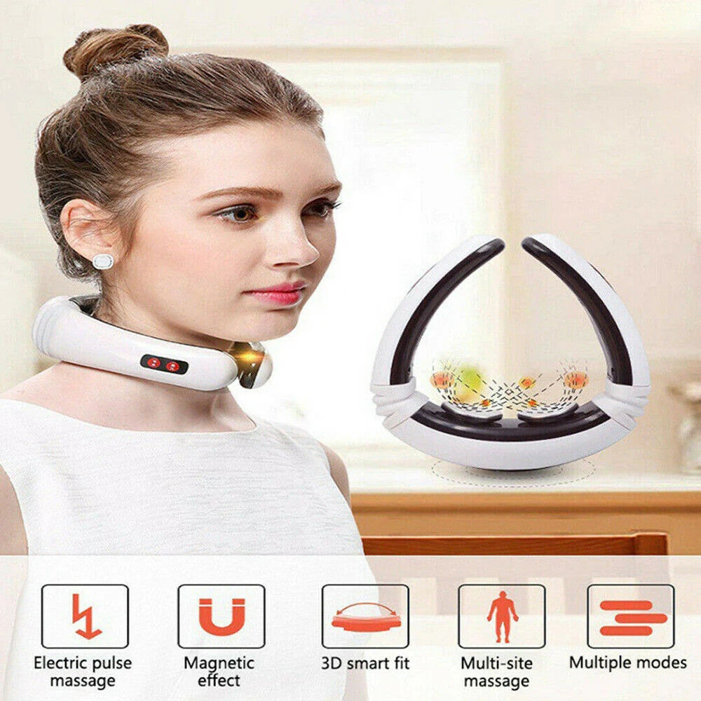 MASSAGGIATORE CON IMPULSI ELETTRICI MULTIFREQUENZA SOLLIEVO DOLORE CERVICALE SCHIENA COLLO