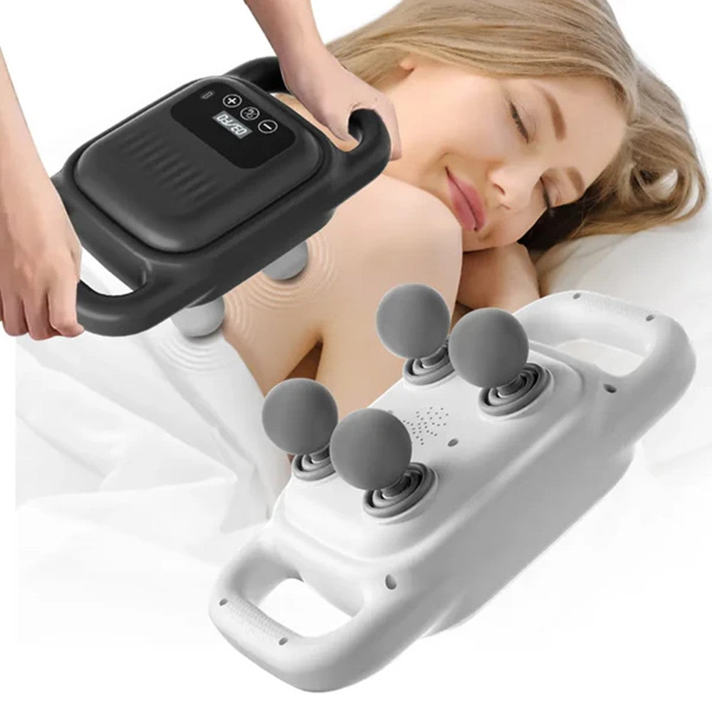 MASSAGGIATORE ELETTRICO PORTATILE RICARICABILE PISTOLA PER MASSAGGIO CORPO A 4 TESTINE