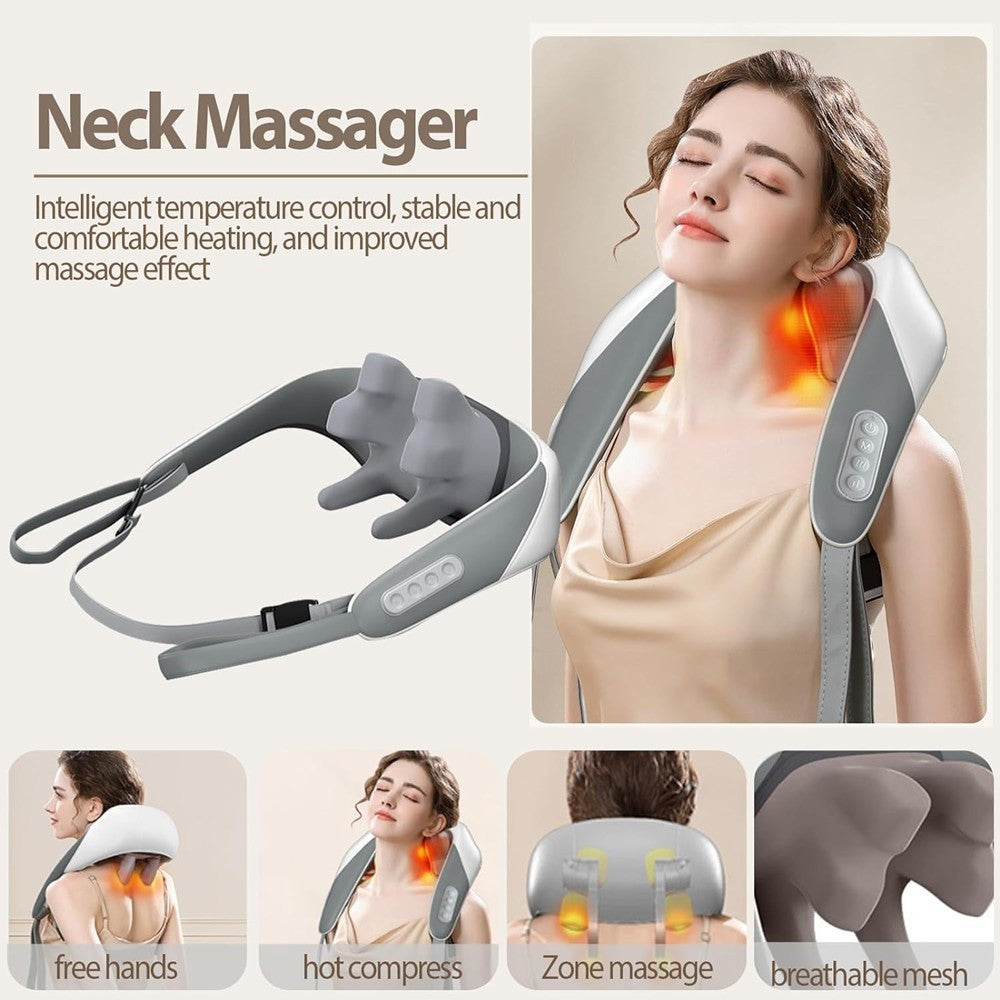 MASSAGGIATORE PER COLLO SCHIENA SPALLE GAMBE CALORE MASSAGGIANTE RICARICABILE 5D
