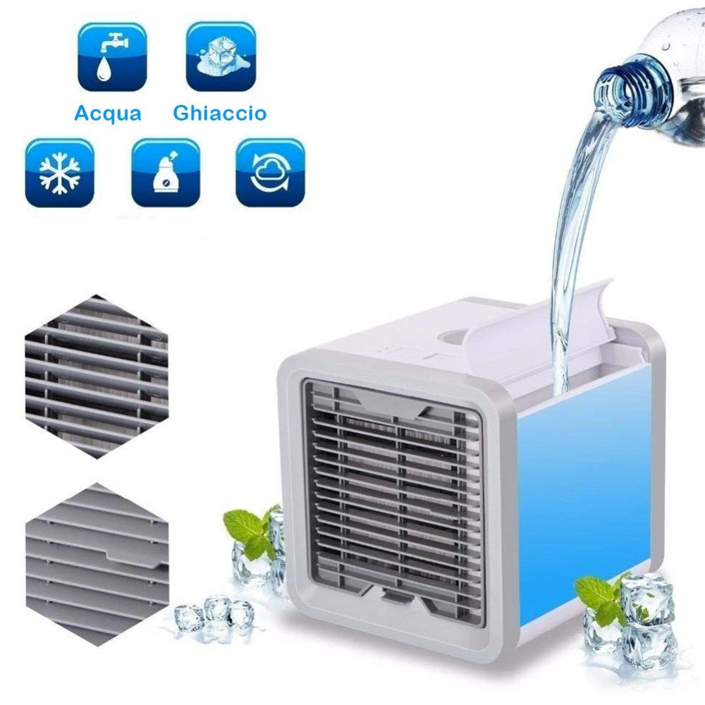 MINI CONDIZIONATORE PORTATILE DEUMIDIFICATORE A ACQUA USB VENTILATORE AUTO LED