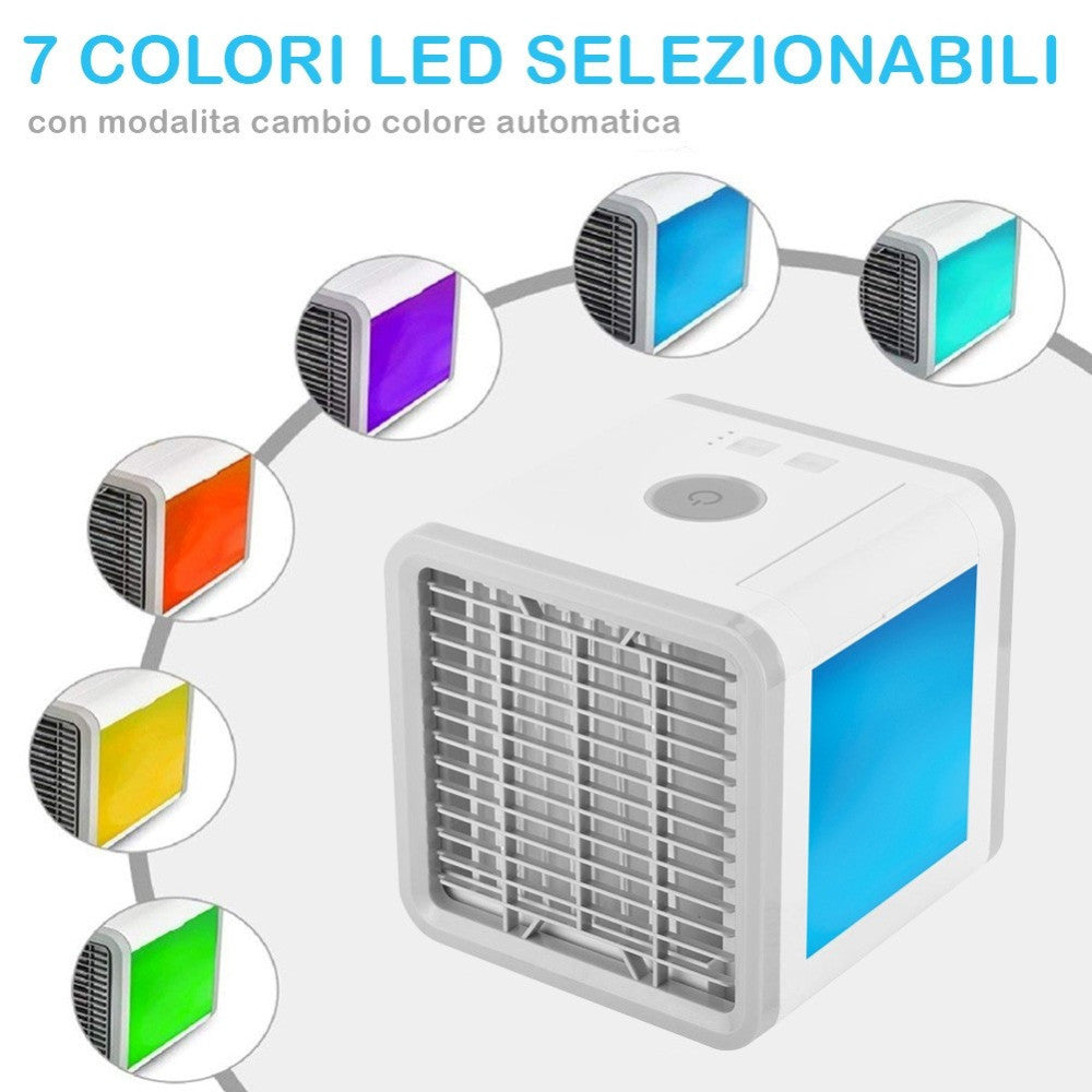 MINI CONDIZIONATORE PORTATILE DEUMIDIFICATORE A ACQUA USB VENTILATORE AUTO LED